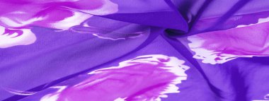 Doku, arka plan, kırmızı çiçek baskılı mavi ipek kumaş. Y