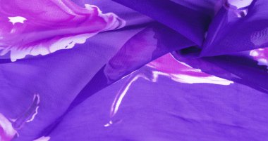 Doku, arka plan, kırmızı çiçek baskılı mavi ipek kumaş. Y