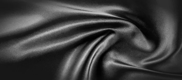 Texture, background, pattern. Black silk fabric. It is black and — Stock Photo, Image