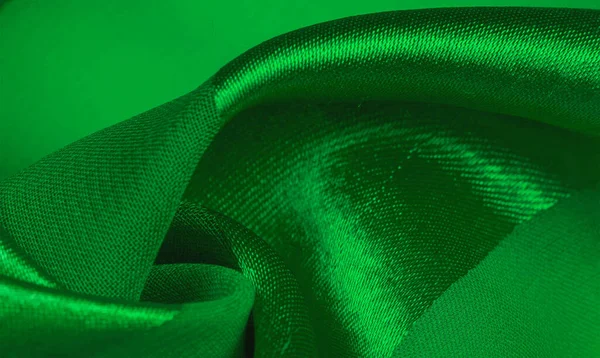Textura, fondo, tela a rayas de seda verde con una s metálica — Foto de Stock