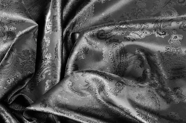 Текстура, фон, черная сталь серая ткань с пэйсли — стоковое фото