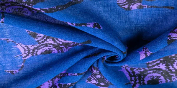 Текстура, фон, хлопчатобумажная ткань голубого цвета с печатью — стоковое фото