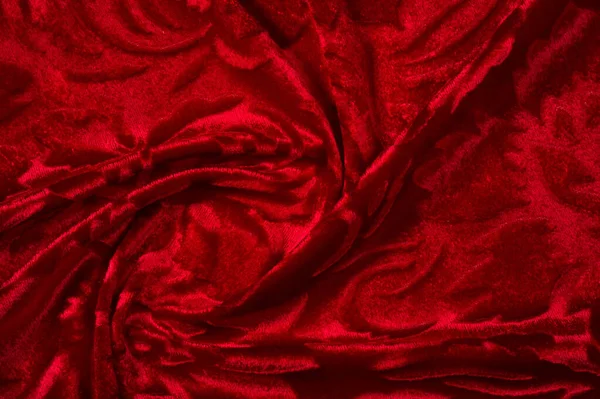 Velours, tissu de couleur rouge. Ce magnifique tissu de velours extensible h — Photo