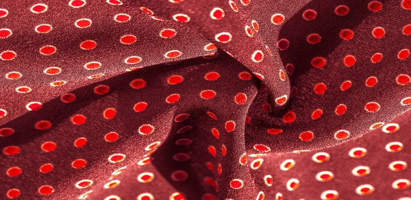 Textura fondo, patrón, tela de seda roja con lunares rojos —  Fotos de Stock