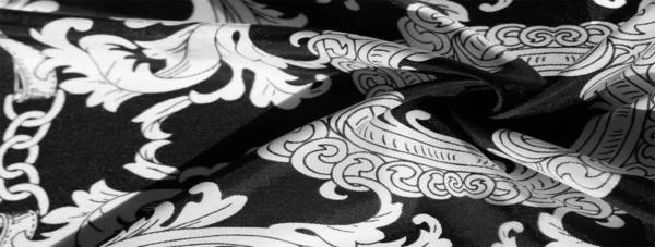 Textúra, háttér, fekete selyemszövet egy Monogram minta E — Stock Fotó