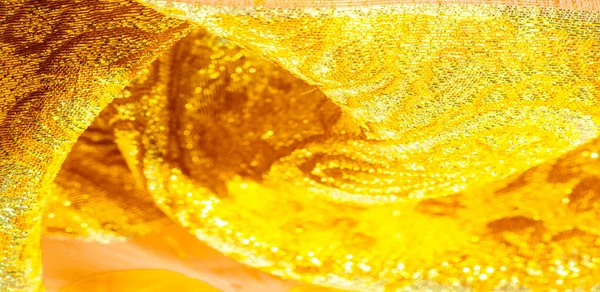 Textuur achtergrond, patroon. stof geel goud Brocade. Organz — Stockfoto