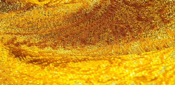 Φόντο υφής, μοτίβο. ύφασμα Κίτρινο χρυσό μπροκάρ. Οργανοζ — Φωτογραφία Αρχείου