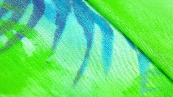 Textura, patrón, colección, tela de seda, verde azul amarillo y — Foto de Stock