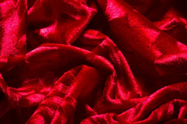 Velor, ткань красного цвета. Эта великолепная растяжка бархатистая. — стоковое фото