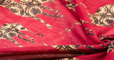 doku, arka plan, bir baskı ile kırmızı renk pamuklu kumaş 