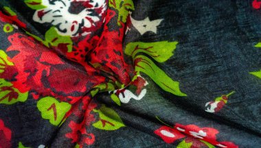 Doku arka plan, gül boyalı col ile koyu mavi ipek kumaş