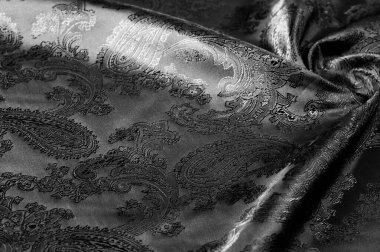 doku, arka plan, bir paisley patt ile siyah çelik gri kumaş