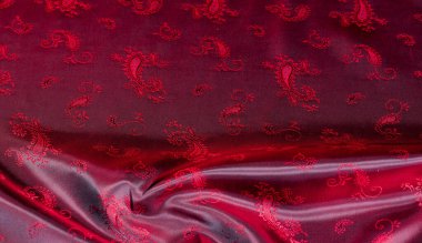 Doku, kumaş, paisley desenli kırmızı ipek. Bu güzel p