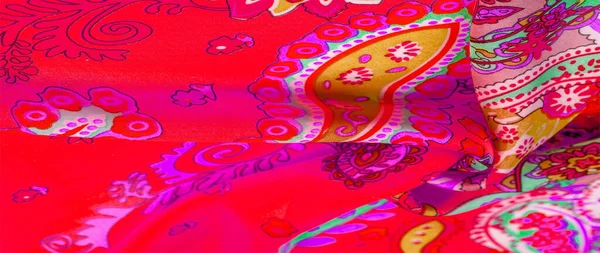 Texture, background, paisley silk fabric, Indian themes ornate t — Stock Photo, Image