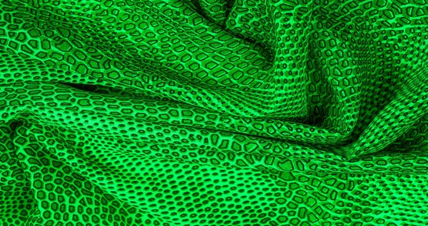 Green silk fabric, animal skin. All projects are new and designe — Stock Photo, Image