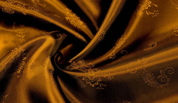 Textuur achtergrond patroon gele mosterd bruin chiffon stof w — Stockfoto