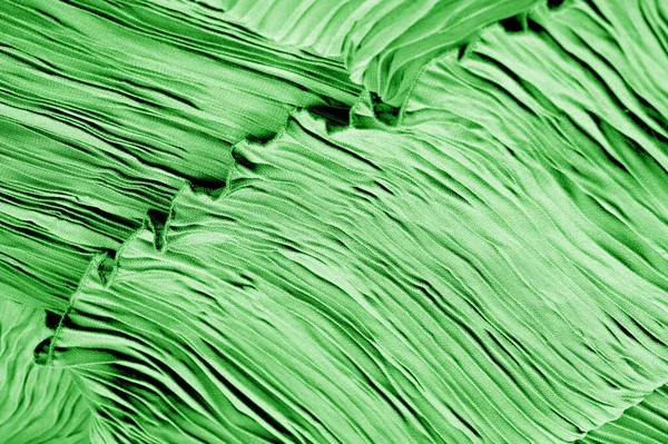 Texture, background, pattern, Fabric silk pleated green. This be — Stock Photo, Image