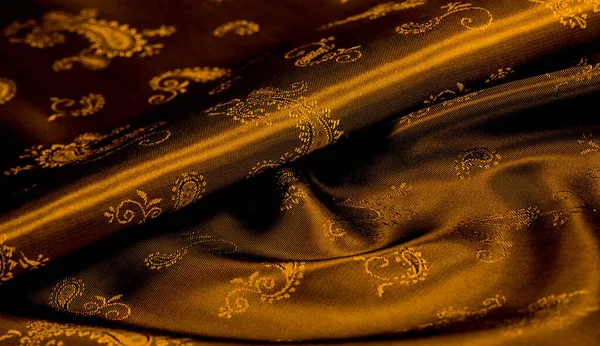 Tekstura tło wzór żółty musztardowy brązowy szyfon tkanina w — Zdjęcie stockowe