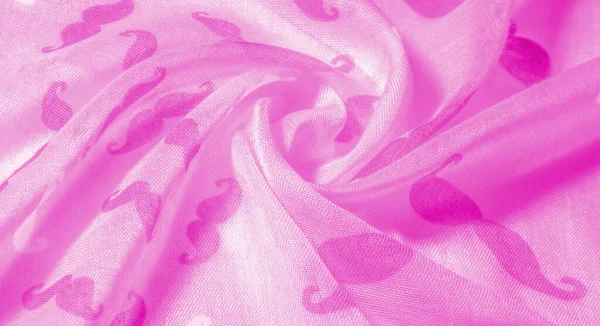 Текстура фону, рожевий Шовковий тканина з розписом мультфільм вуса — стокове фото