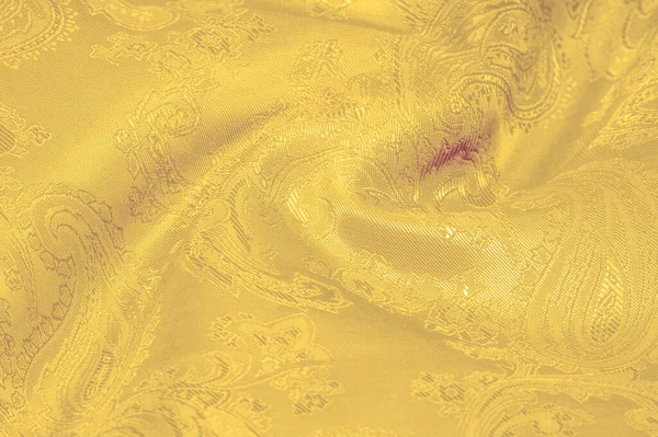 Texture, background, The silk fabric is yellow. This yellow stam — Stock Photo, Image