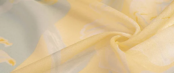 Textura, fundo, padrão, tecido de seda, flores amarelas em um g — Fotografia de Stock