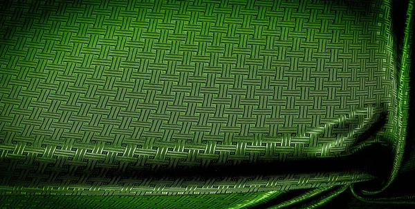 Textura de fondo tejido de seda verde con una pequeña palmadita a cuadros — Foto de Stock