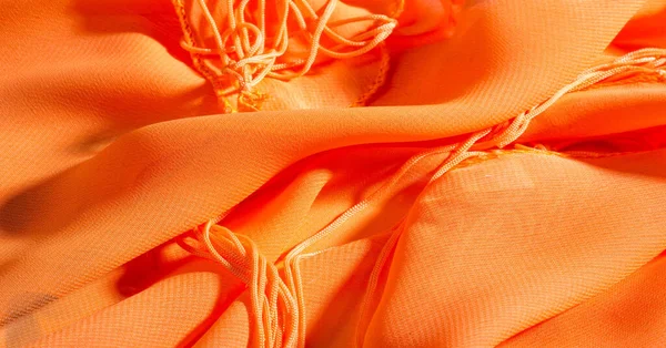 Fondo, patrón, textura, tela de seda naranja tiene un brillante —  Fotos de Stock