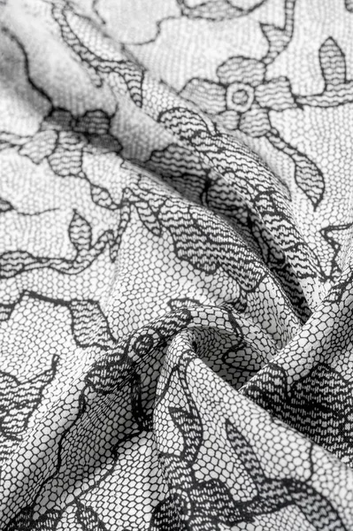 Tekstur, latar belakang, pola. Kain putih sutra dengan motif renda — Stok Foto