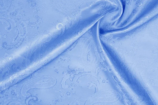 Texture, sfondo, pattern. Il tessuto è blu seta. Lusso a — Foto Stock