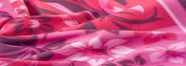 Textur, Hintergrund, Muster, zarte rosa Seide mit floralen Pri — Stockfoto