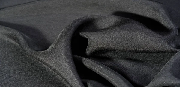 Textuur, achtergrond, patroon, zwarte kleur, stof. Katoenweefsel — Stockfoto