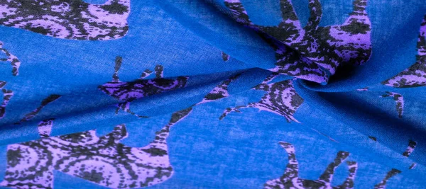 Texture, fond, tissu de coton de couleur bleue avec une impression de — Photo