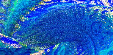 Doku arka planı, desen. mavi brokar kumaş. Organza brocad