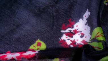 Doku arka plan, gül boyalı col ile koyu mavi ipek kumaş