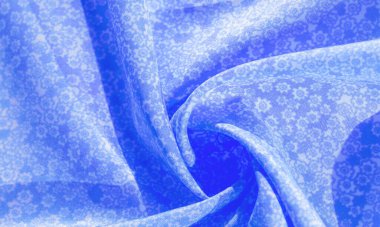 Doku, desen, beyaz bir arka plan üzerinde mavi ipek kumaş, çiçek