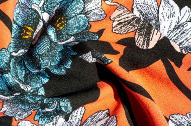 doku, arka plan, desen. Gri çiçekli kumaş kırmızı sakal