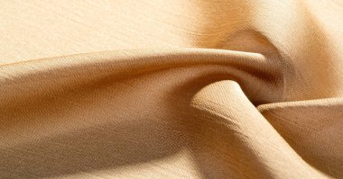 Arka plan, desen, doku, bej altın ipek kumaş Pürüzsüz mat bir kaplamaya sahiptir ve hafif bükümlü bir iplik sayesinde dayanıklıdır. Tasarımdan projelerinize kadar her şey için bu lüks kumaşı kullanın