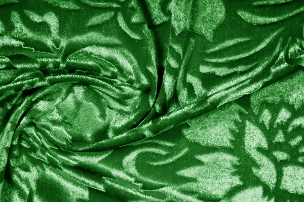 Velours tissu vert Motif en velours sculpté sous un incirc — Photo