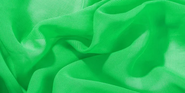 Textura fondo patrón tela de seda verde. Este organza de seda — Foto de Stock