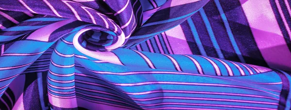 Textuur, achtergrond, zijde stof met een Blauw gestreept patroon. Th — Stockfoto