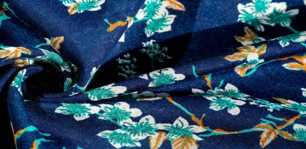 Текстура, фон, візерунок, тканина синього кольору з зеленими кольорами f — стокове фото