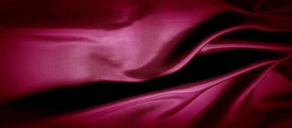 Texture, red silk fabric panoramic photo. Silk Duke mood satin - — Stock Photo, Image