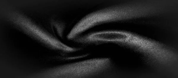 Textura, fondo, patrón. Tela de seda negra. Es negro y — Foto de Stock