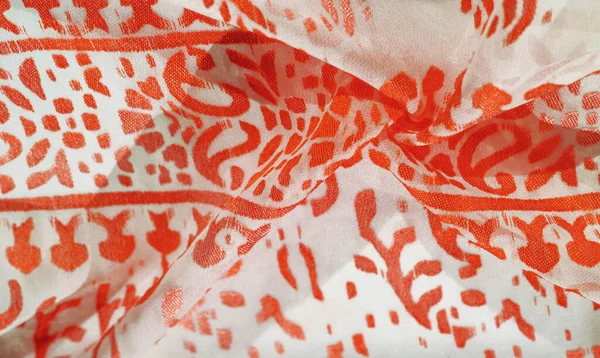Textura, padrão, coleção, tecido de seda, cachecol feminino, rub vermelho — Fotografia de Stock