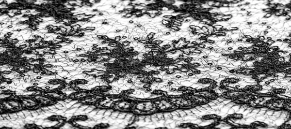 Textur, mönster, spets tyg i svart på vit bakgrund. Th — Stockfoto
