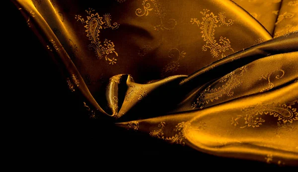 Texture background pattern Yellow mustard brown chiffon fabric w — Stock Photo, Image