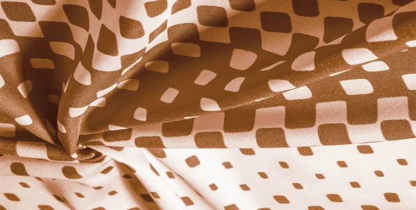 Texture background pattern. silk fabric with brown squares on a — Stock Photo, Image