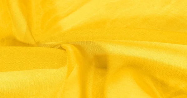 Texture Background Pattern Golden Yellow Silk Fabric Panoramic Photo — Stock Photo, Image