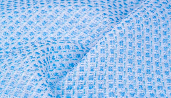 Textur, Stoff, Muster. großes Gewebe aus blauen und weißen Fäden, — Stockfoto
