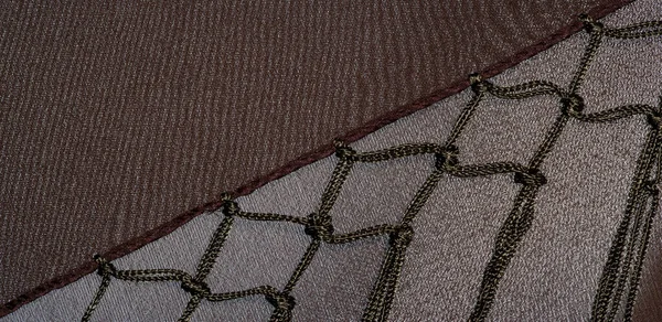 Textura de fondo de tela de seda. Esta es una bufanda marrón natural —  Fotos de Stock